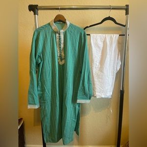 Kurta Pajama Turquoise and White Pants set